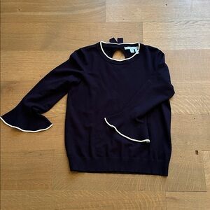 Draper James Midnight Blue Sweater with Cream Accents